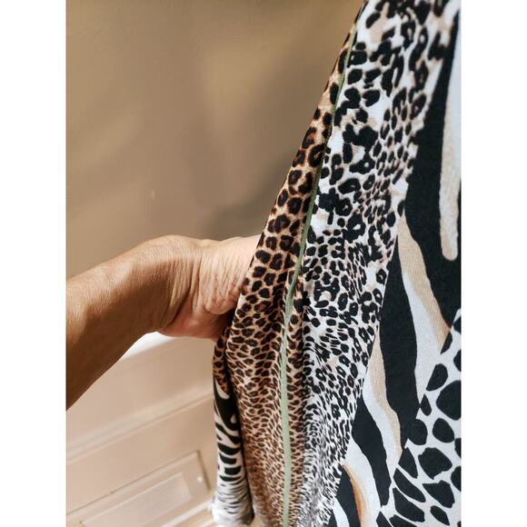 Women's Jumpsuit Multicolor Animal Print Strapless Flared Leg Cutout V XL - Picture 9 of 14